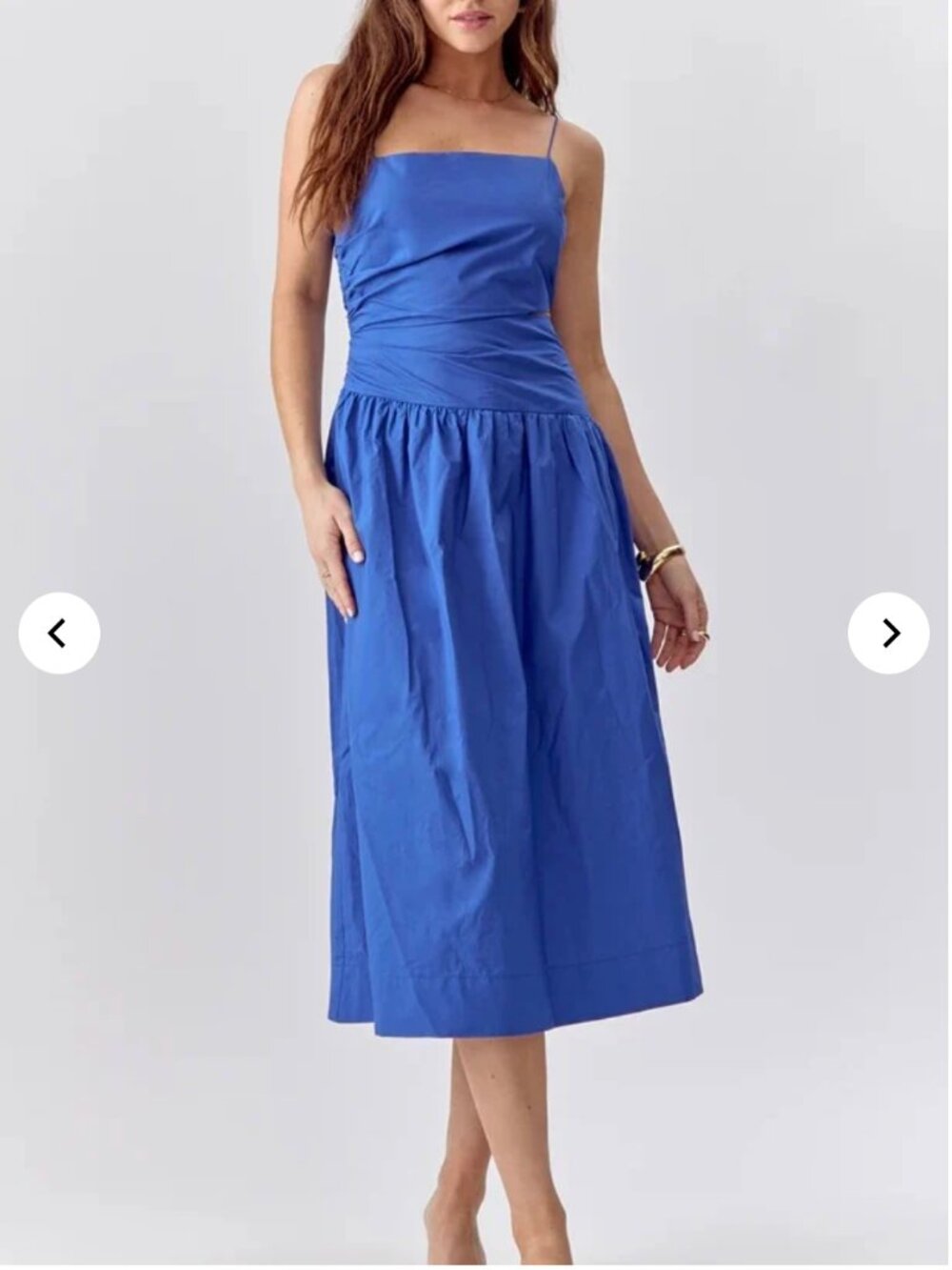 Greylin Molly One Shoulder Poplin Dress Blue Cutout Midi NWT Small